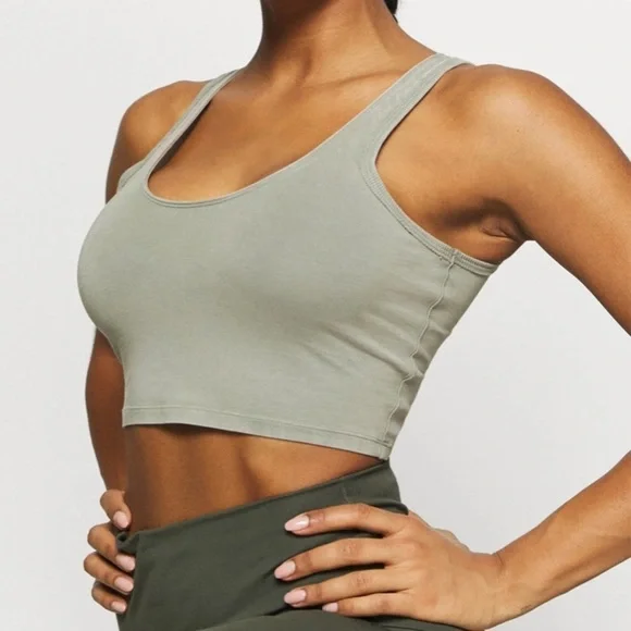 NWT Free People Movement Hot Shot Crop size small khaki - Picture 6 of 6